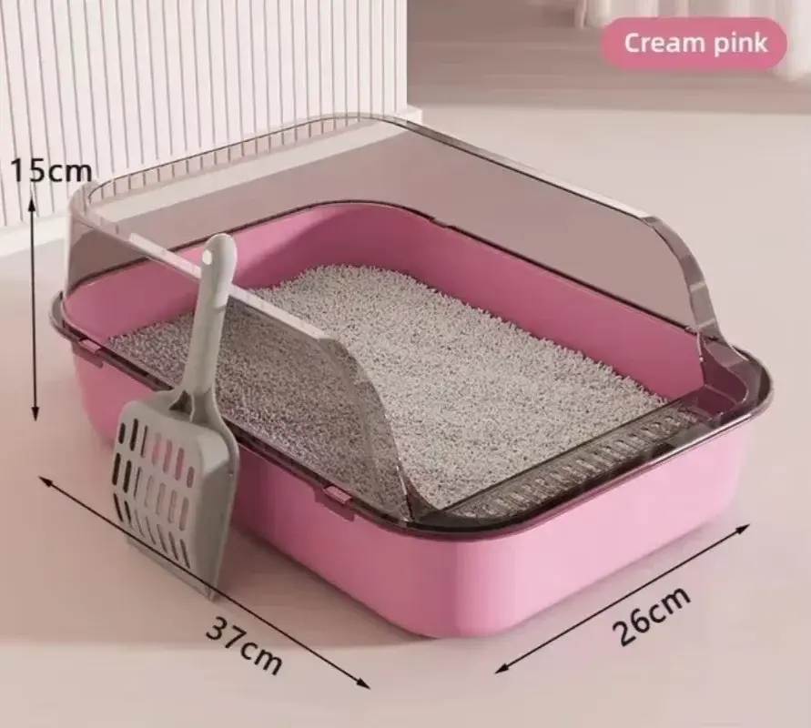 Лоток для котів Kitty напівзакритий з бар'єром / 37×26×15 см - фото 1