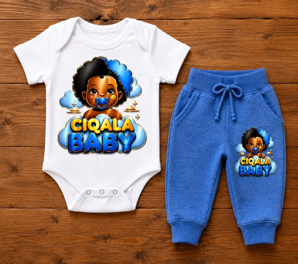 Blue and White Ciqala Baby Onesie Set Bundle Including Bib - фото 1