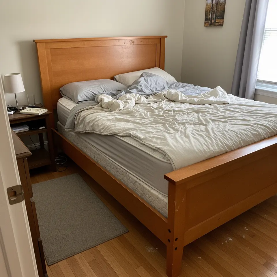 Wooden Bed Frame, Minor Scratches, Minor Wear - фото 1