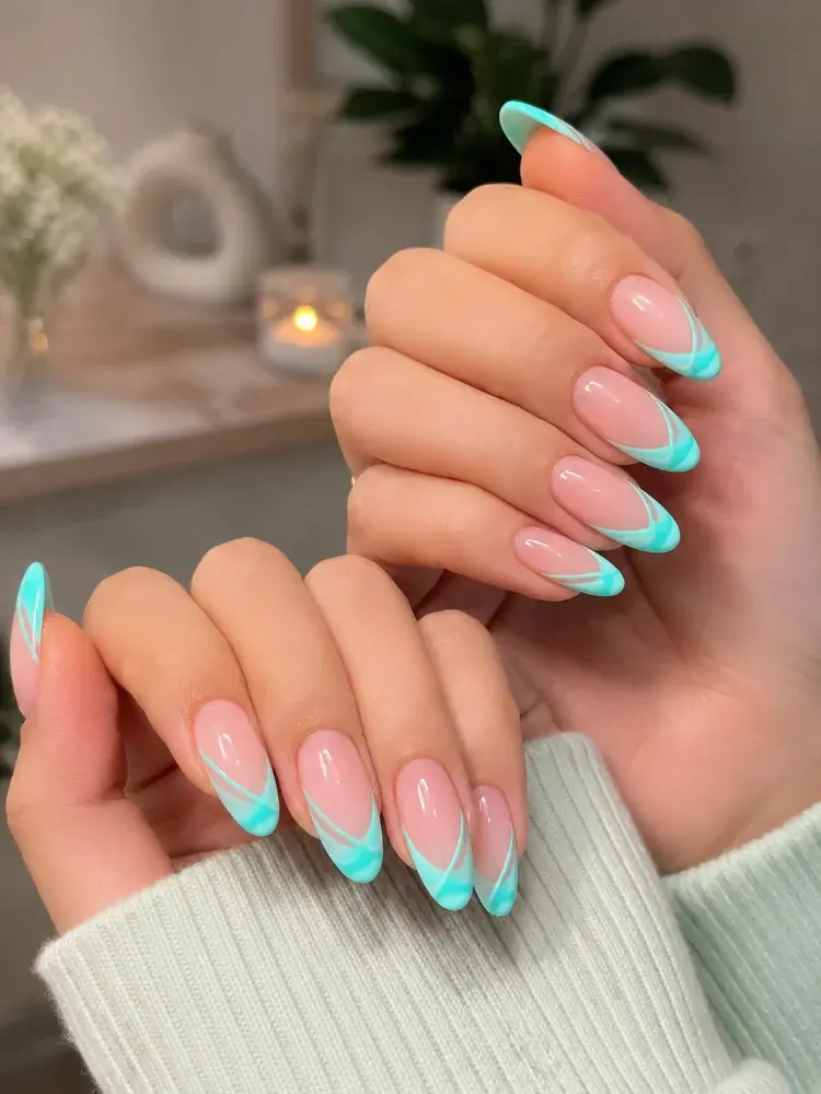 Mint Aqua Nail Polish for Curved French Tip Designs - фото 5