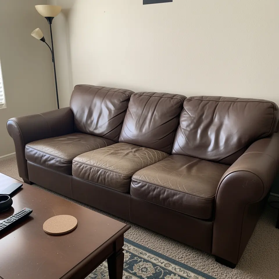 Leather Couch with Normal Wear, Ready To Use - фото 1