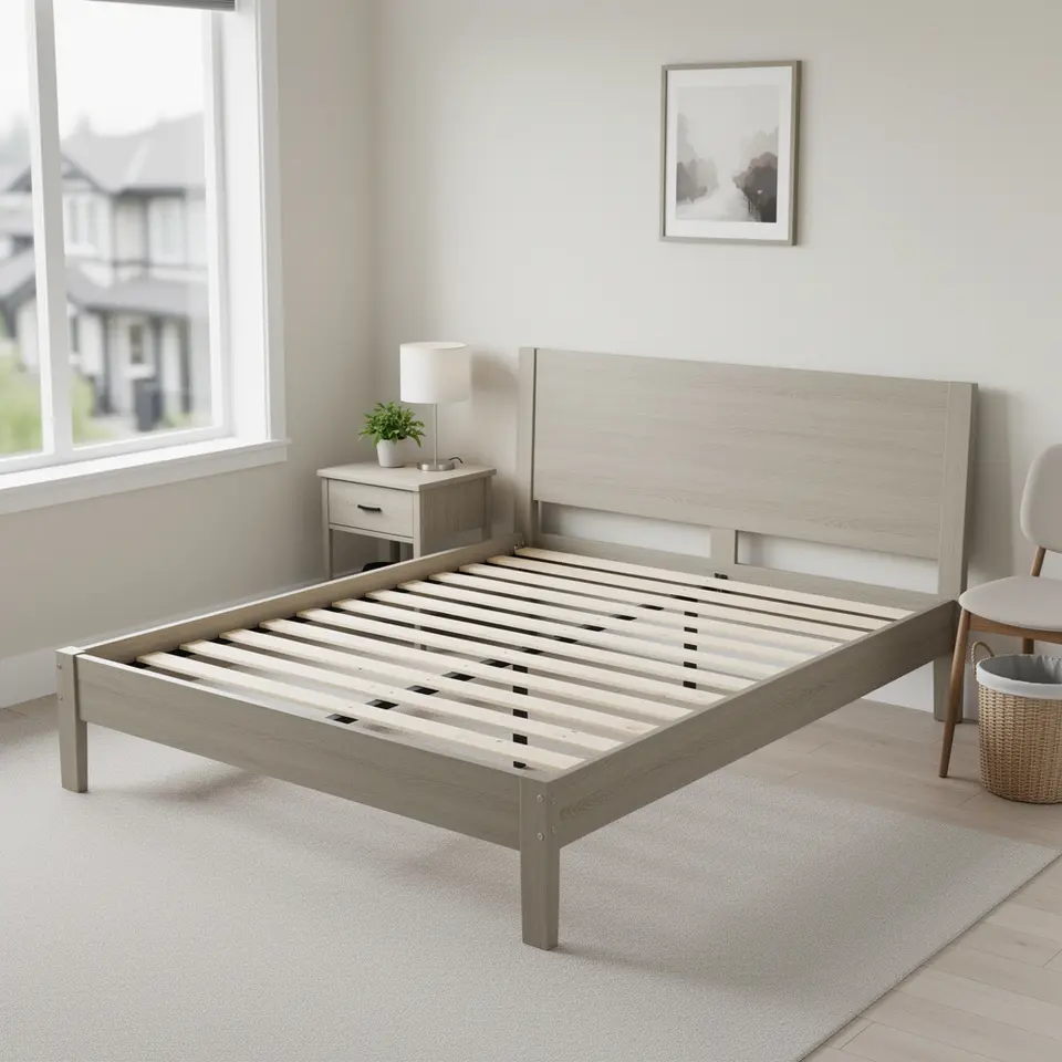 Queen bed frame with headboard - clean home item, pickup in Montreal - фото 1