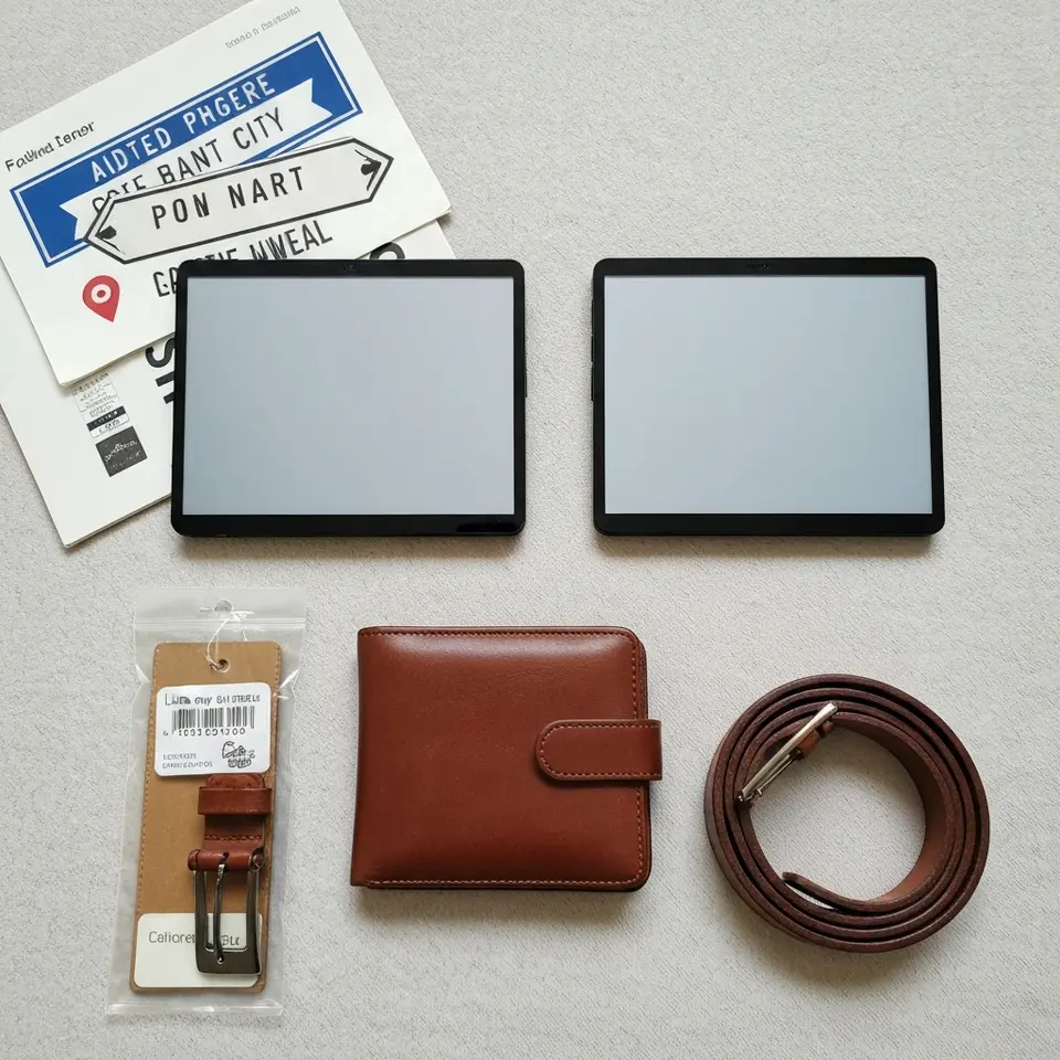 Leather Bifold Wallet and Belt Set - фото 1