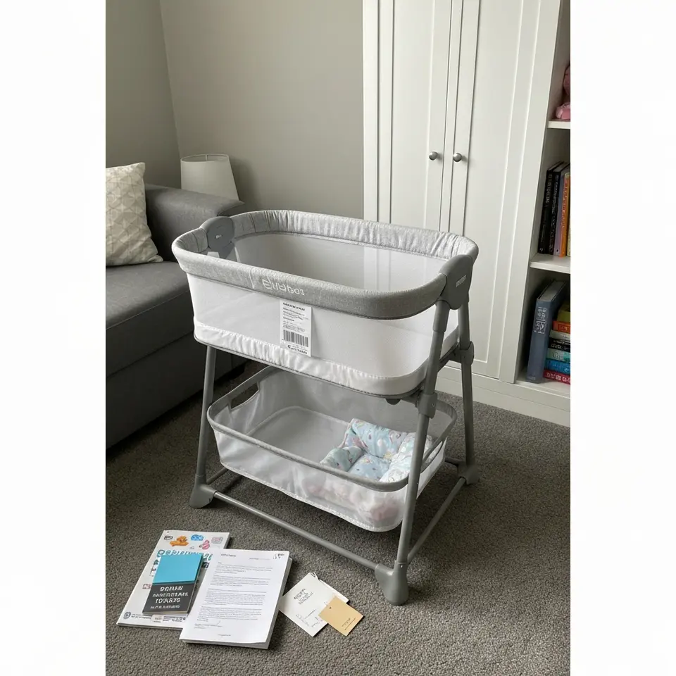 Portable Bedside Bassinet with Storage Basket - фото 1