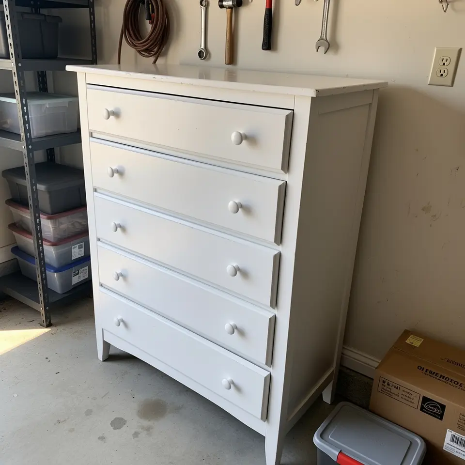 White Dresser with 5 Drawers - фото 1
