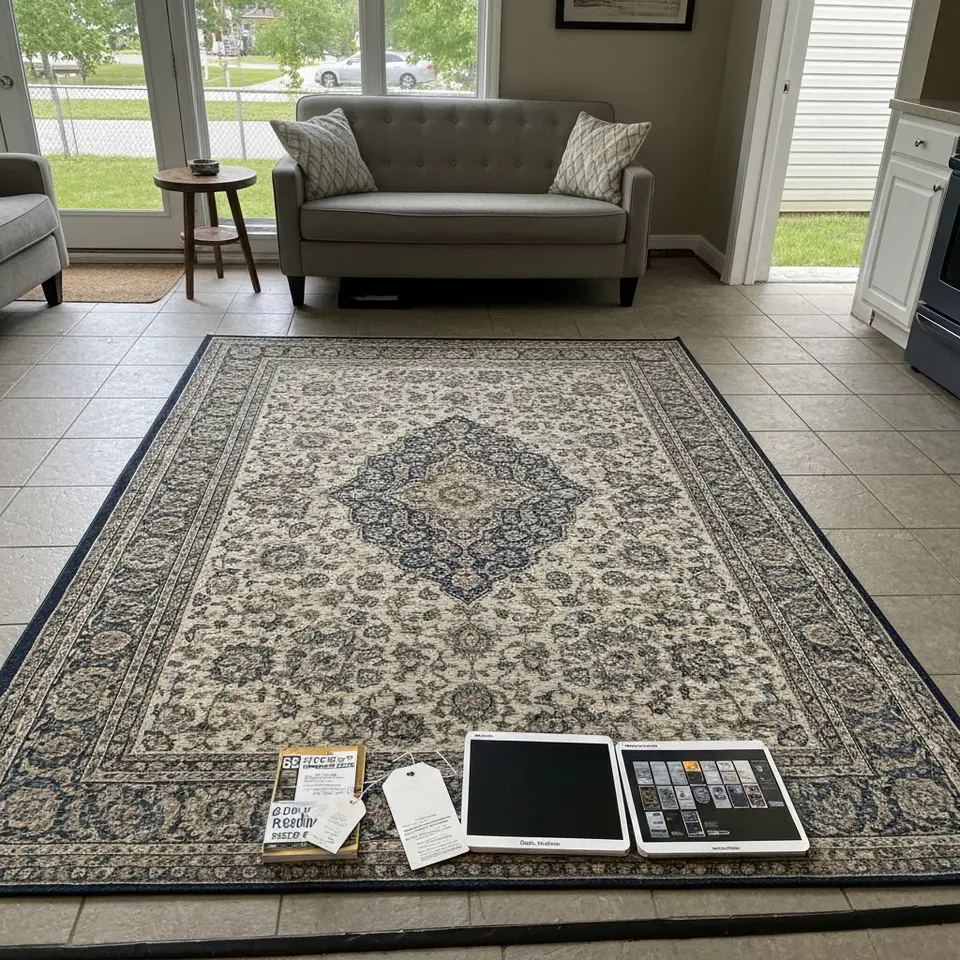 Area rug 8x10 neutral pattern, moving sale - фото 1