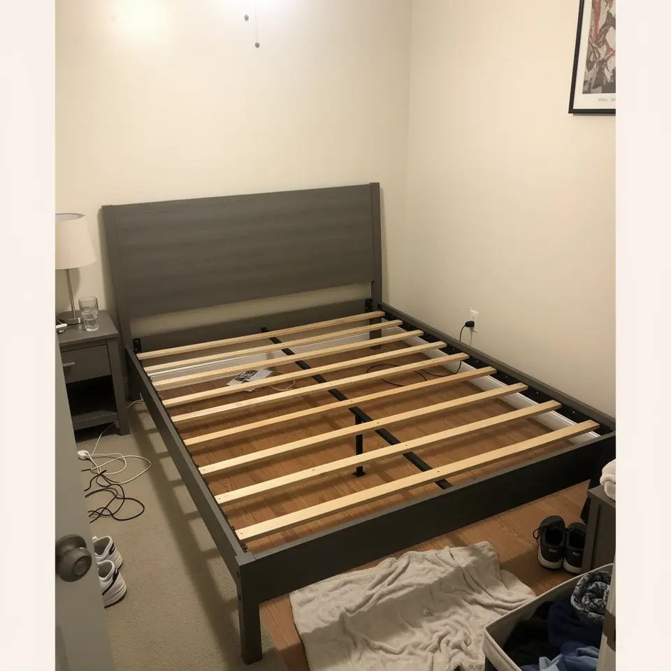 Queen Bed Frame, Good Used Condition, Priced To Sell - фото 1