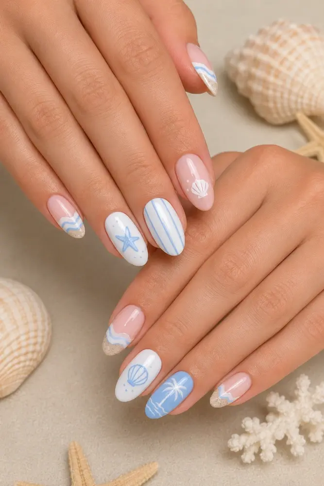 Pastel Blue Nail Polish for Beach-Inspired Nail Ideas - фото 4