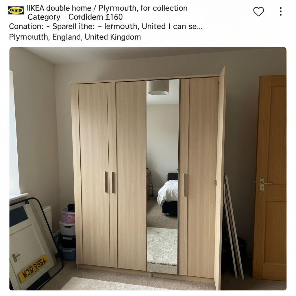 IKEA double wardrobe with mirror doors - Plymouth for collection - фото 1