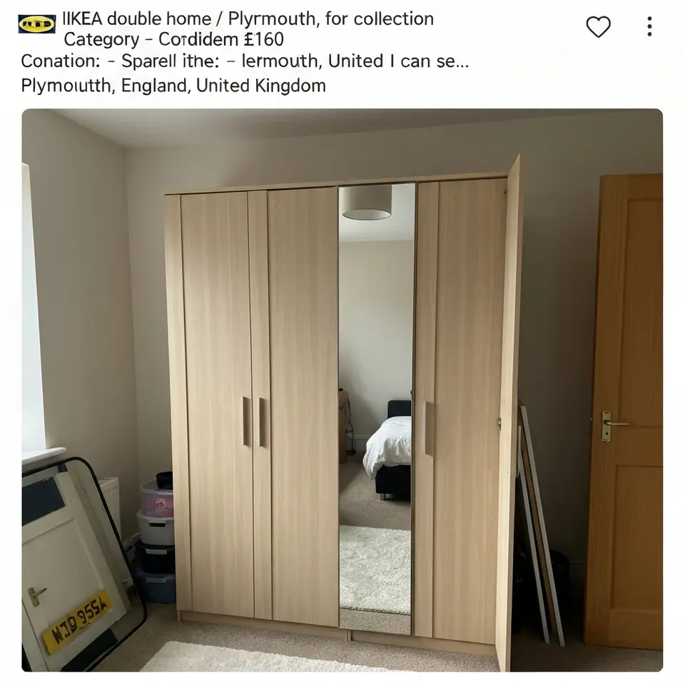 IKEA double wardrobe with mirror doors - Plymouth for collection - фото 1
