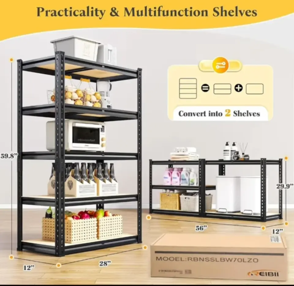 5 Tier Racking Shelf Heavy Duty Garage Shelving Storage Shel - фото 2