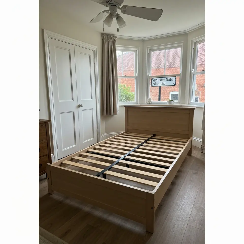 Double bed frame with clean mattress, local collection - фото 1