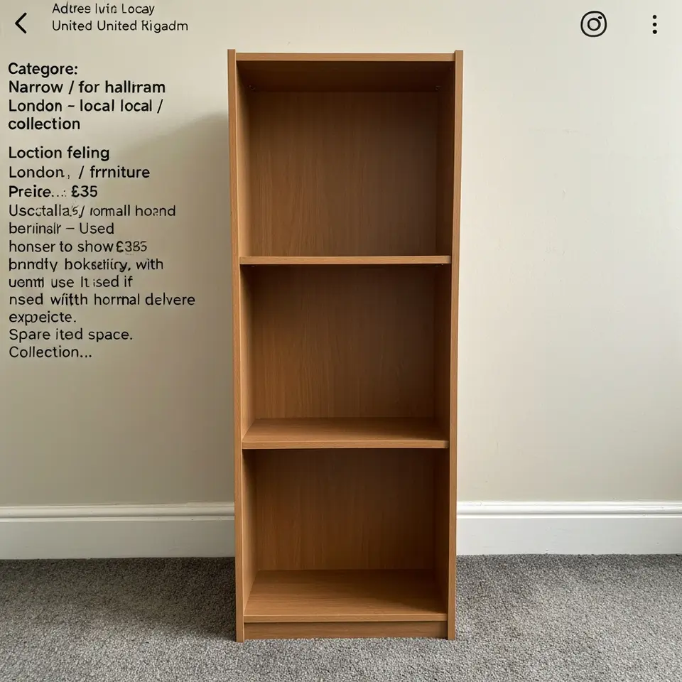Narrow bookcase for hallway or bedroom - London local collection - фото 1