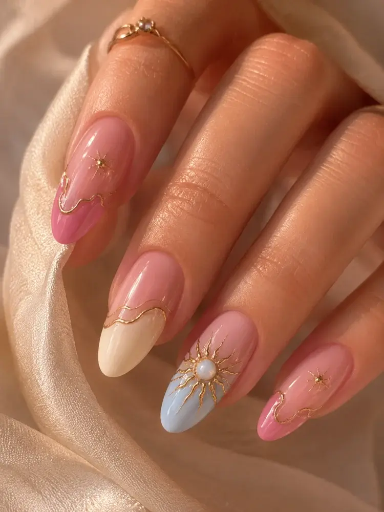 Celestial Bloom Gel Polish Set for Floral and Sun Nail Art - фото 6