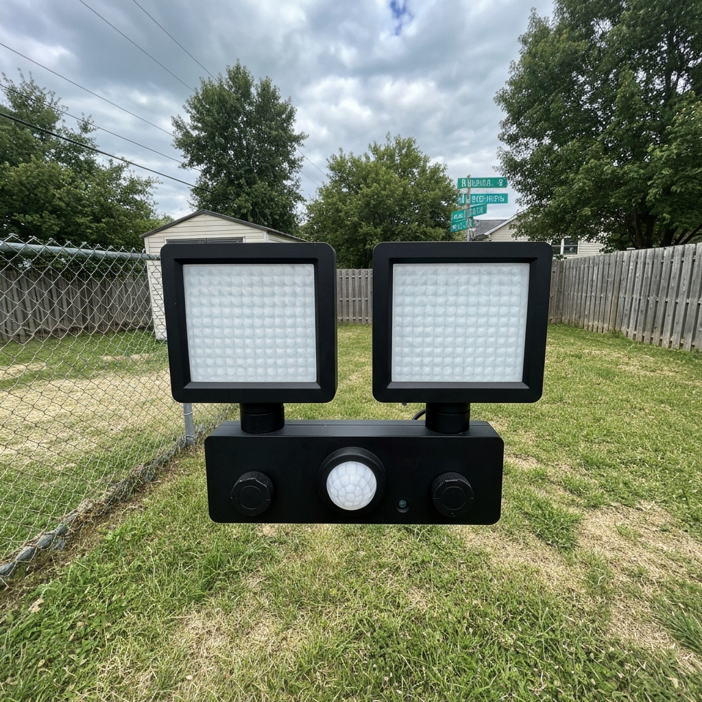 Black Motion Sensor Porch Light Pair - фото 1