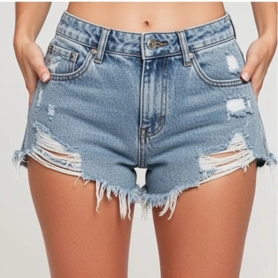 Джинсові шорти з високою посадкою