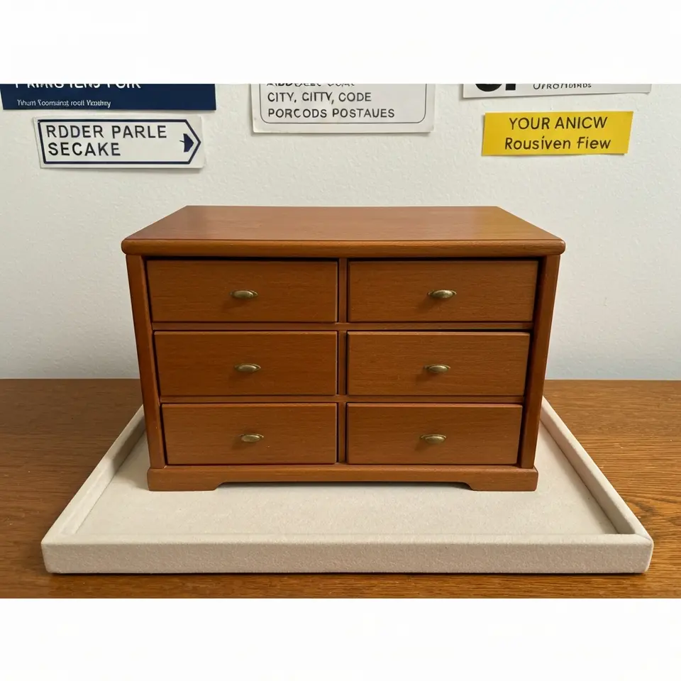 Large Wood Jewelry Box with Six Drawers - фото 1