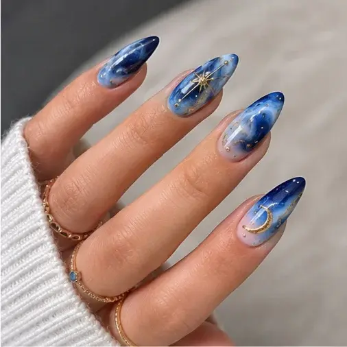 Sapphire Blue Nail Polish for Smoky Marble Nail Art - фото 4