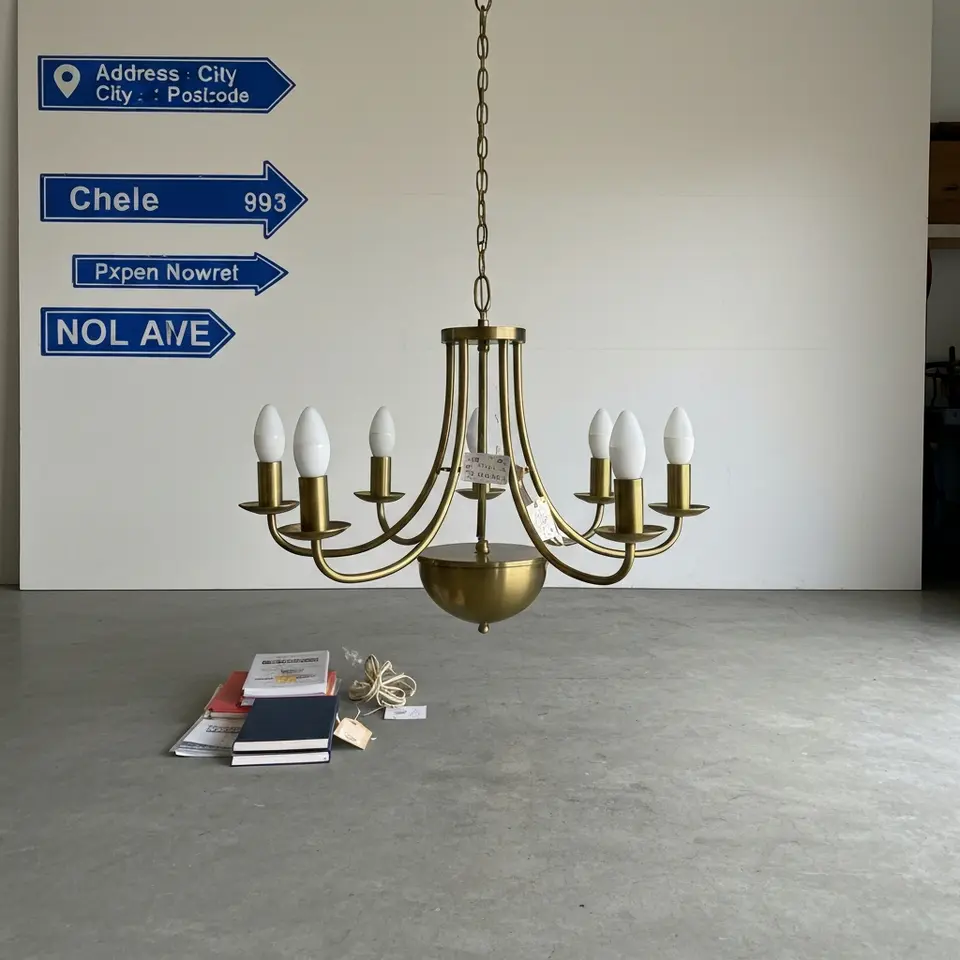 Modern Six-Light Brass Dining Room Chandelier - фото 1