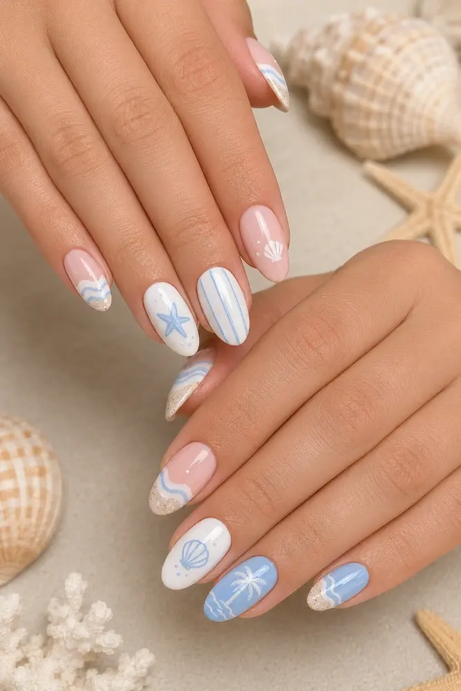 Pastel Blue Nail Polish for Beach-Inspired Nail Ideas - фото 2