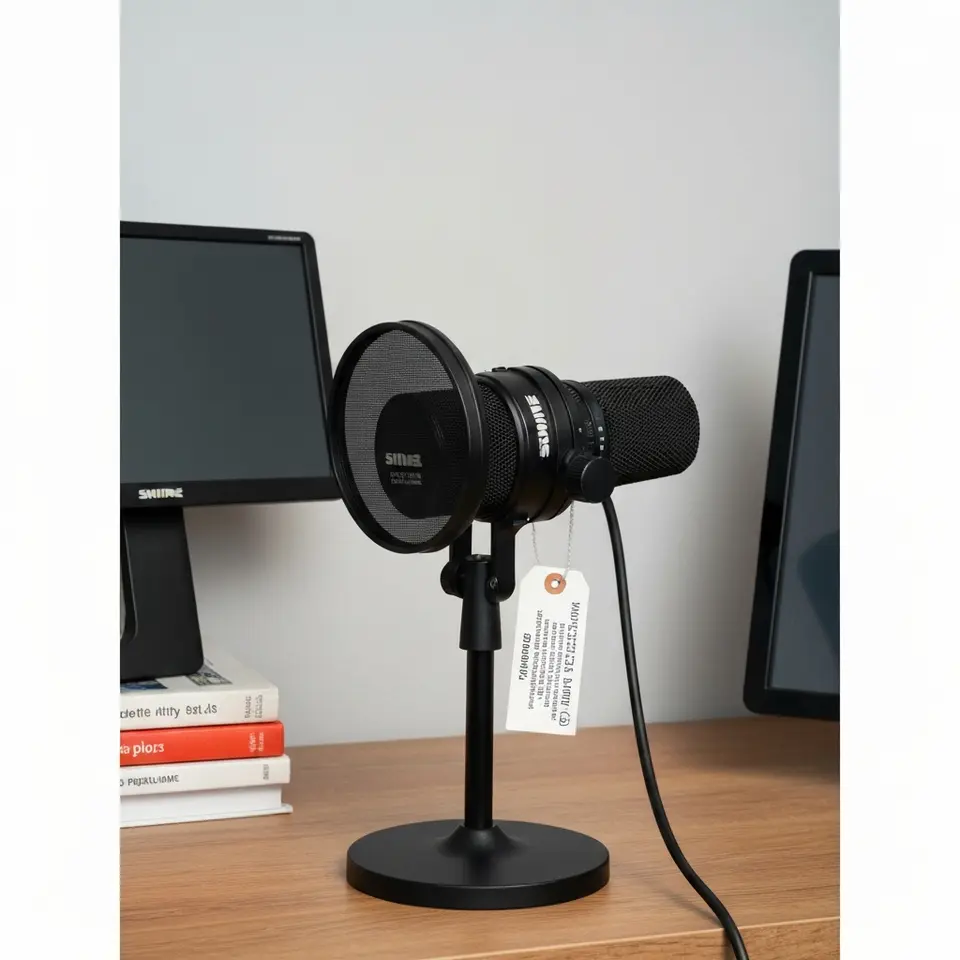 Shure SM7B Microphone with Boom Arm, Home Audio Setup - фото 1