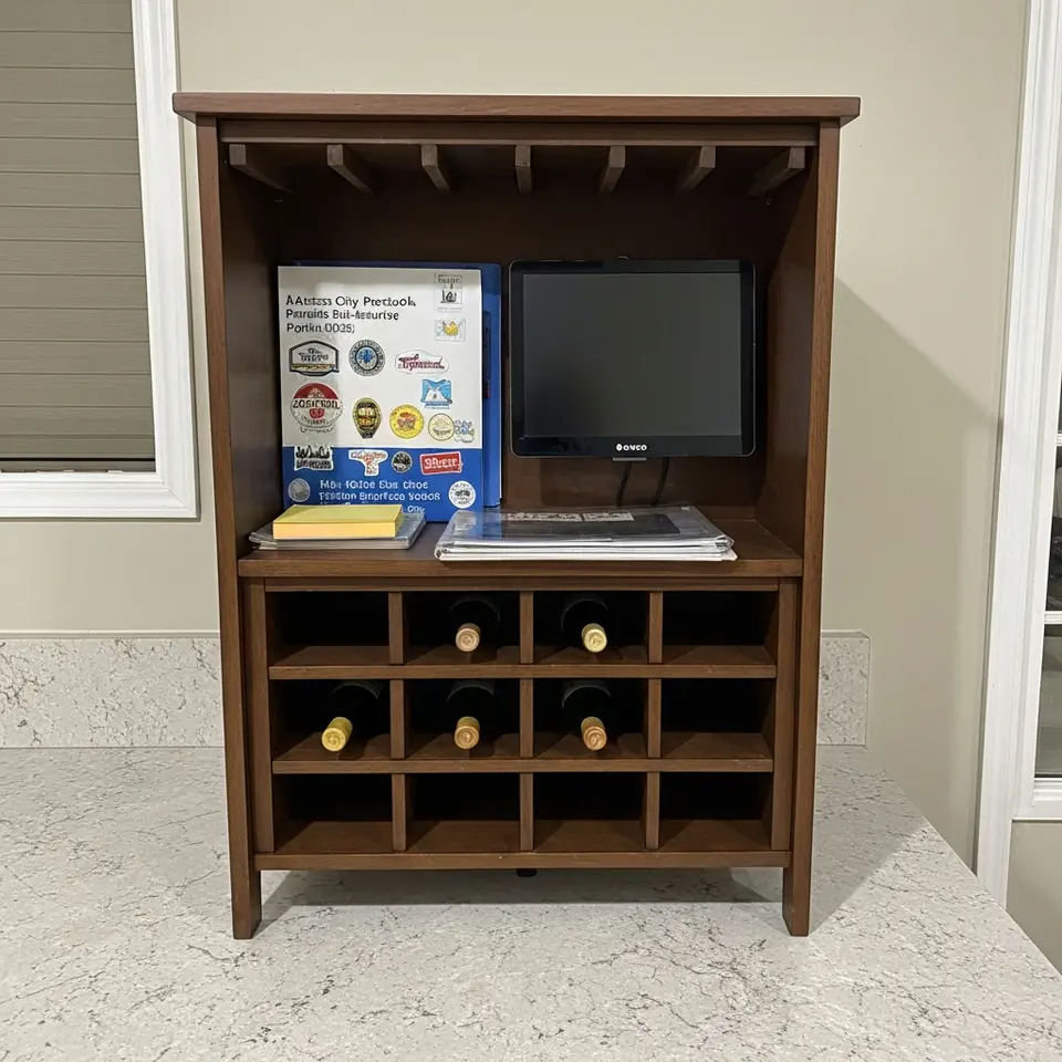 Freestanding Coffee Bar Cabinet with Wine Rack - фото 1