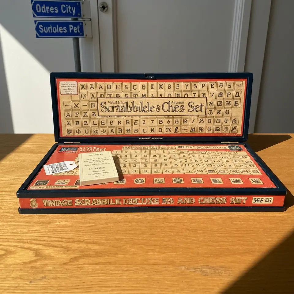 Vintage Scrabble Deluxe and Chess Set, Clean Set - фото 1