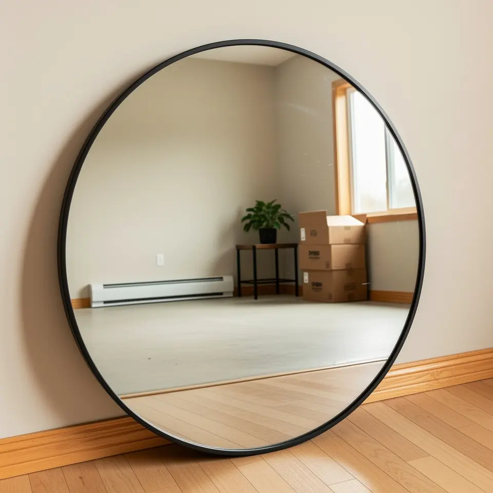 Large round wall mirror 32 inch - clean home item, pickup in Montreal - фото 1