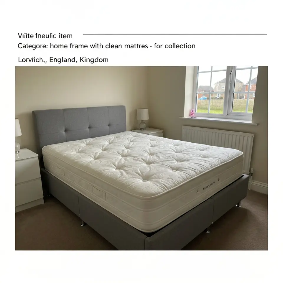 Double bed frame with clean mattress - Norwich for collection - фото 1