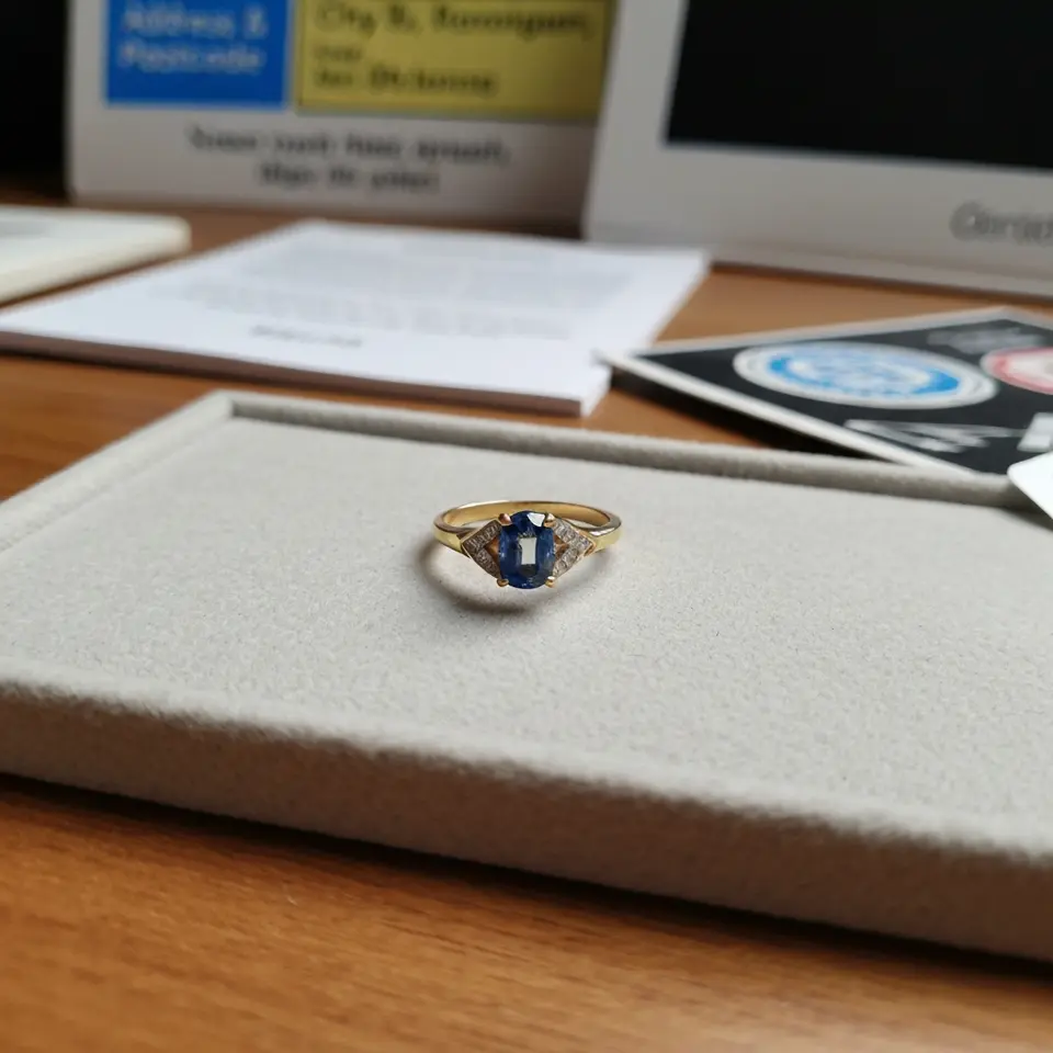 14K Yellow Gold Sapphire Ring Size 7 - фото 1