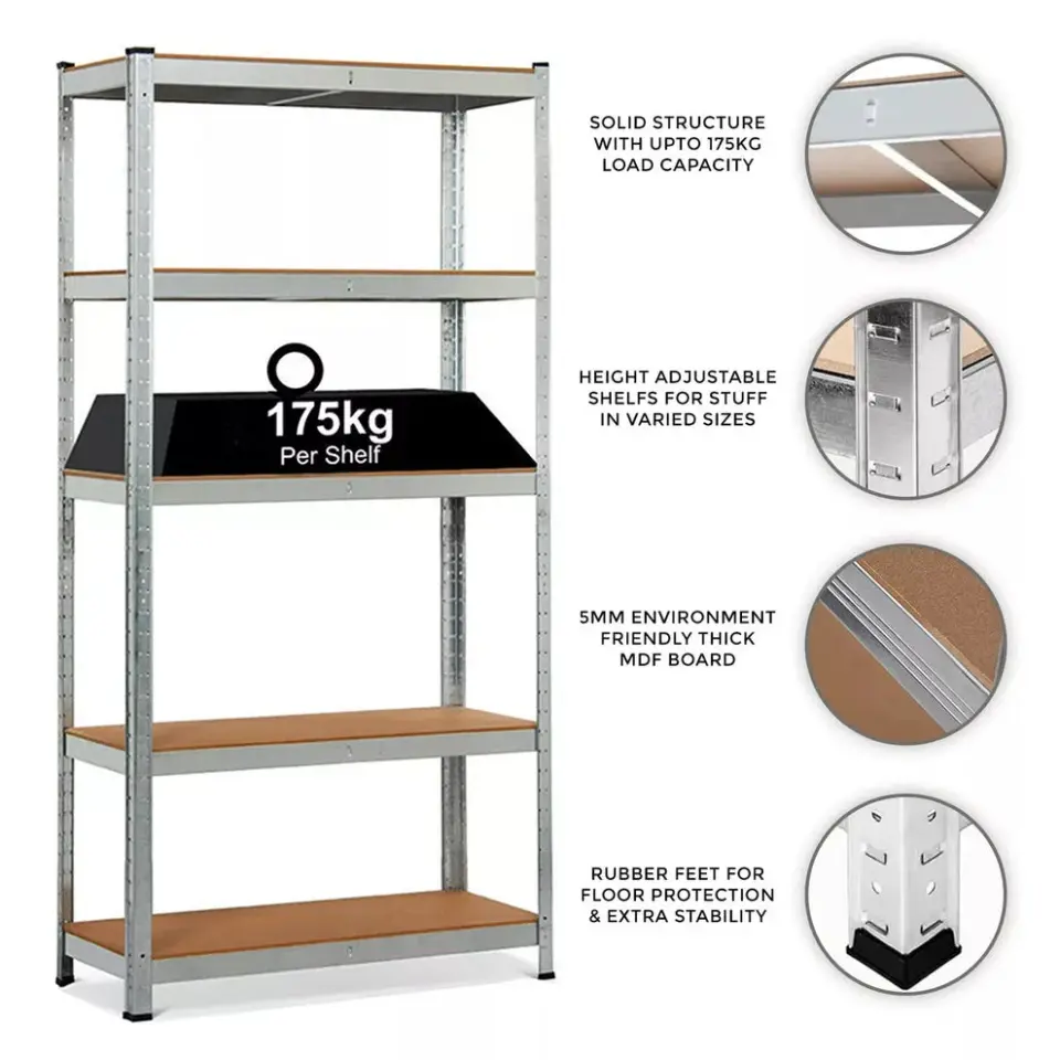 Warehouse 5 Tier Racking Shelf Heavy Duty Steel Garage Shelv - фото 1