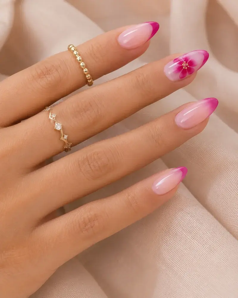 Fuchsia Detail Gel Polish for Floral French Tip Manicures - фото 6