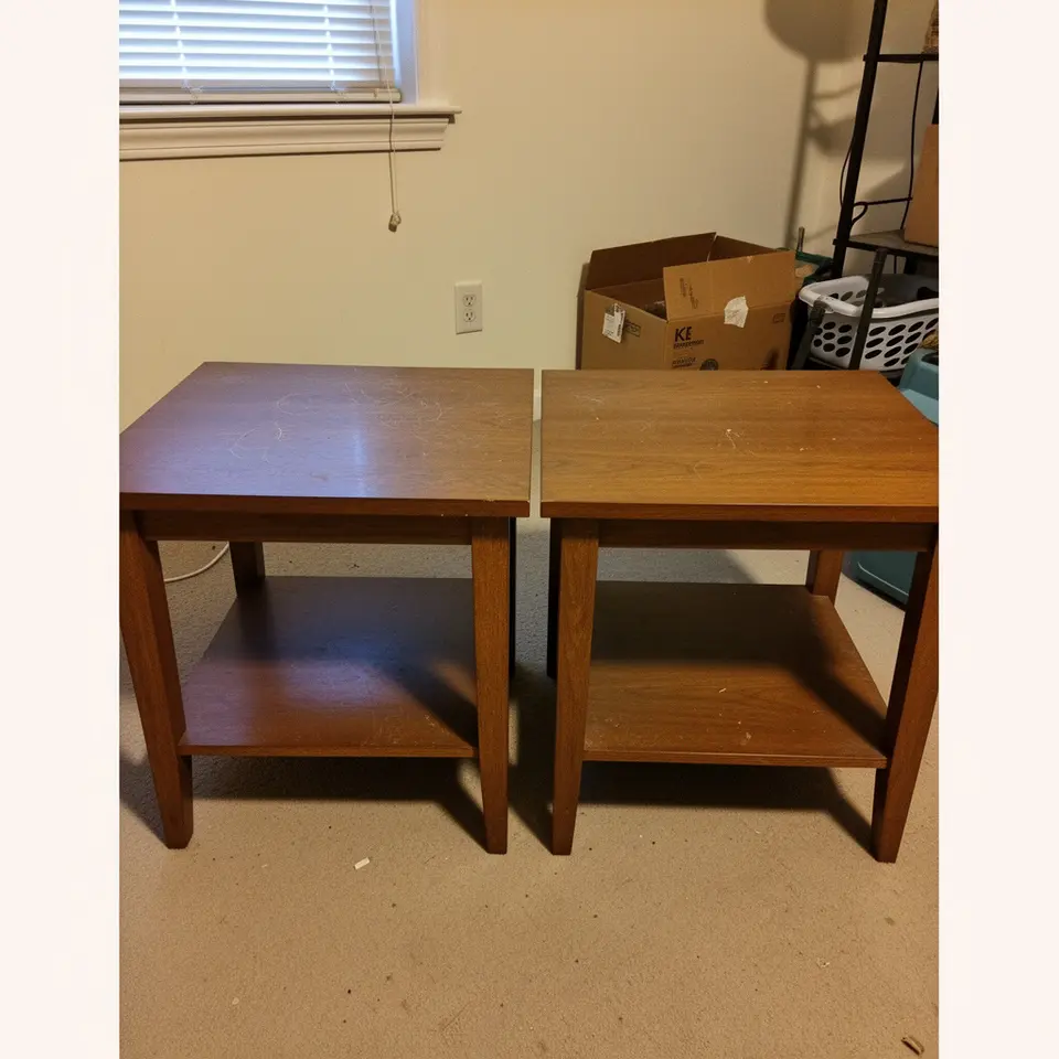 Wood End Table Pair, Used, Moving Sale - фото 1