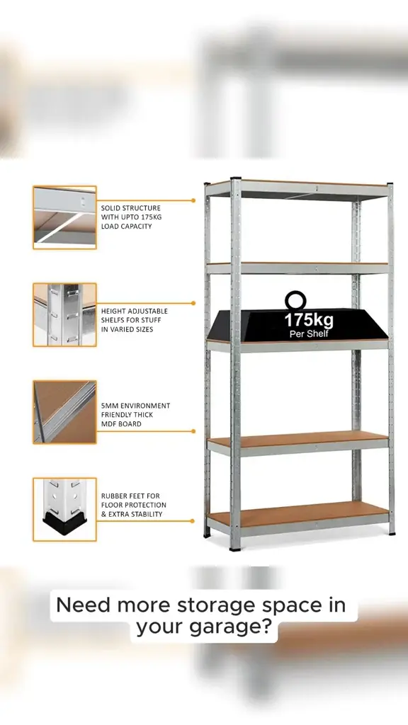 5 Tier Racking Shelf Heavy Duty Garage Shelving Storage - фото 1