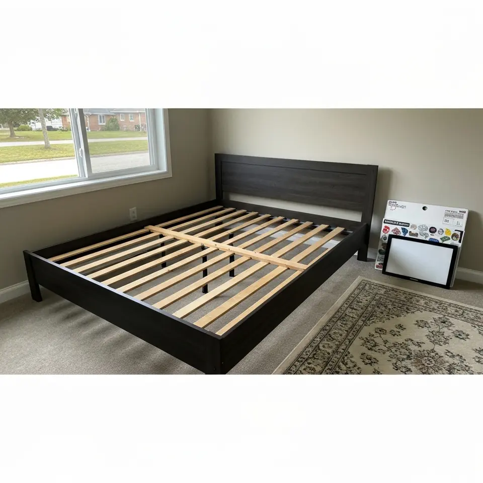 Queen bed frame with headboard, priced for a quick sale - фото 1