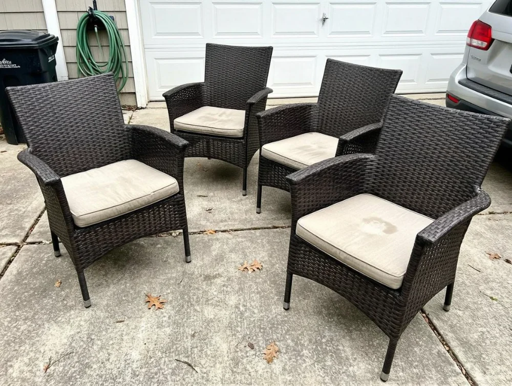 4 Black Outdoor Patio Chairs - фото 1