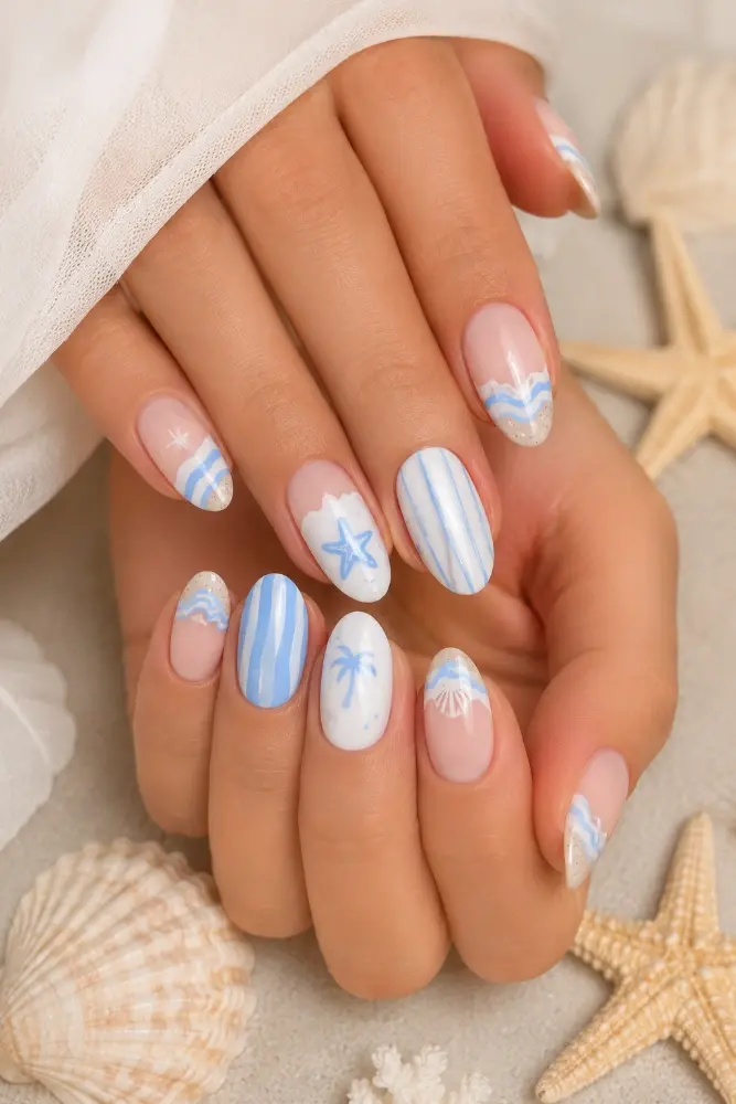Pastel Blue Nail Polish for Beach-Inspired Nail Ideas - фото 5
