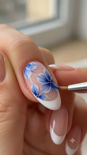 Watch a Blue Porcelain French Manicure Come to Life - фото 1
