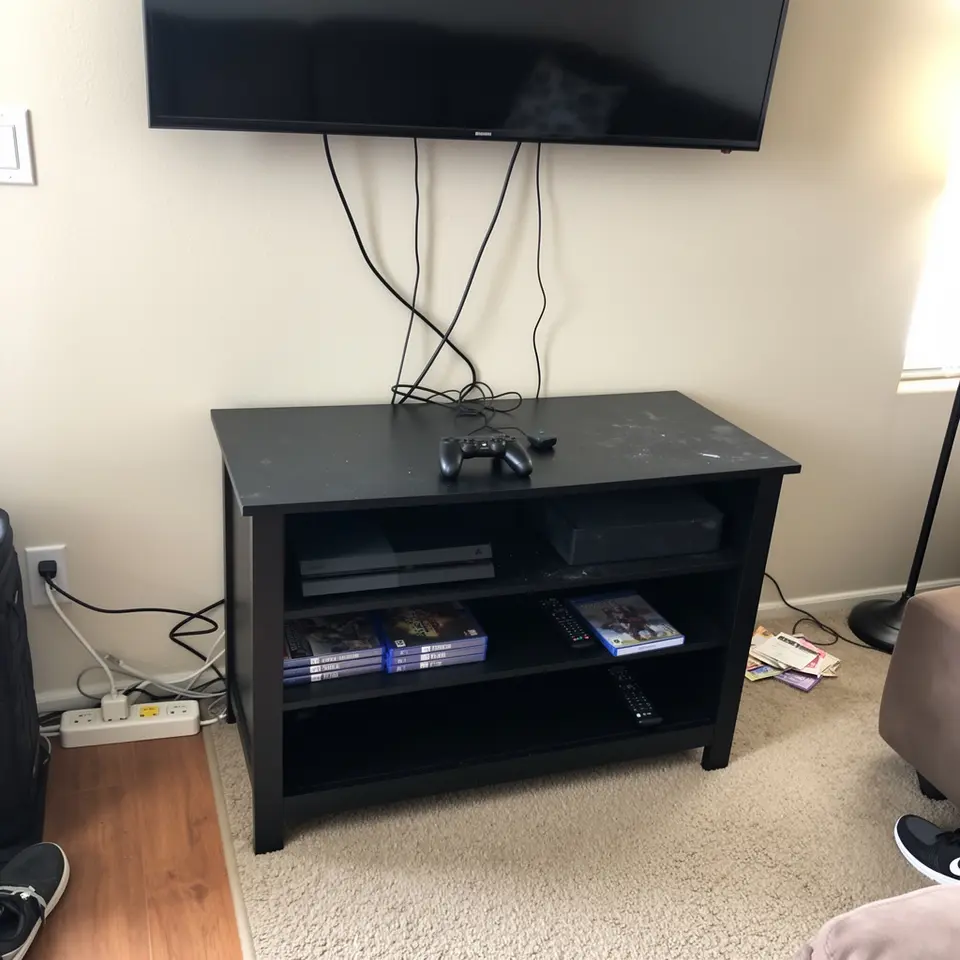 Black TV Stand with Shelves - фото 1