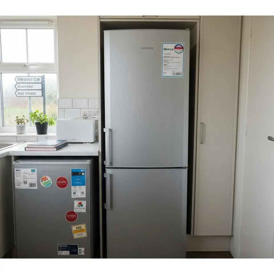 Tall fridge freezer, silver, working perfectly, working and ready - фото 1