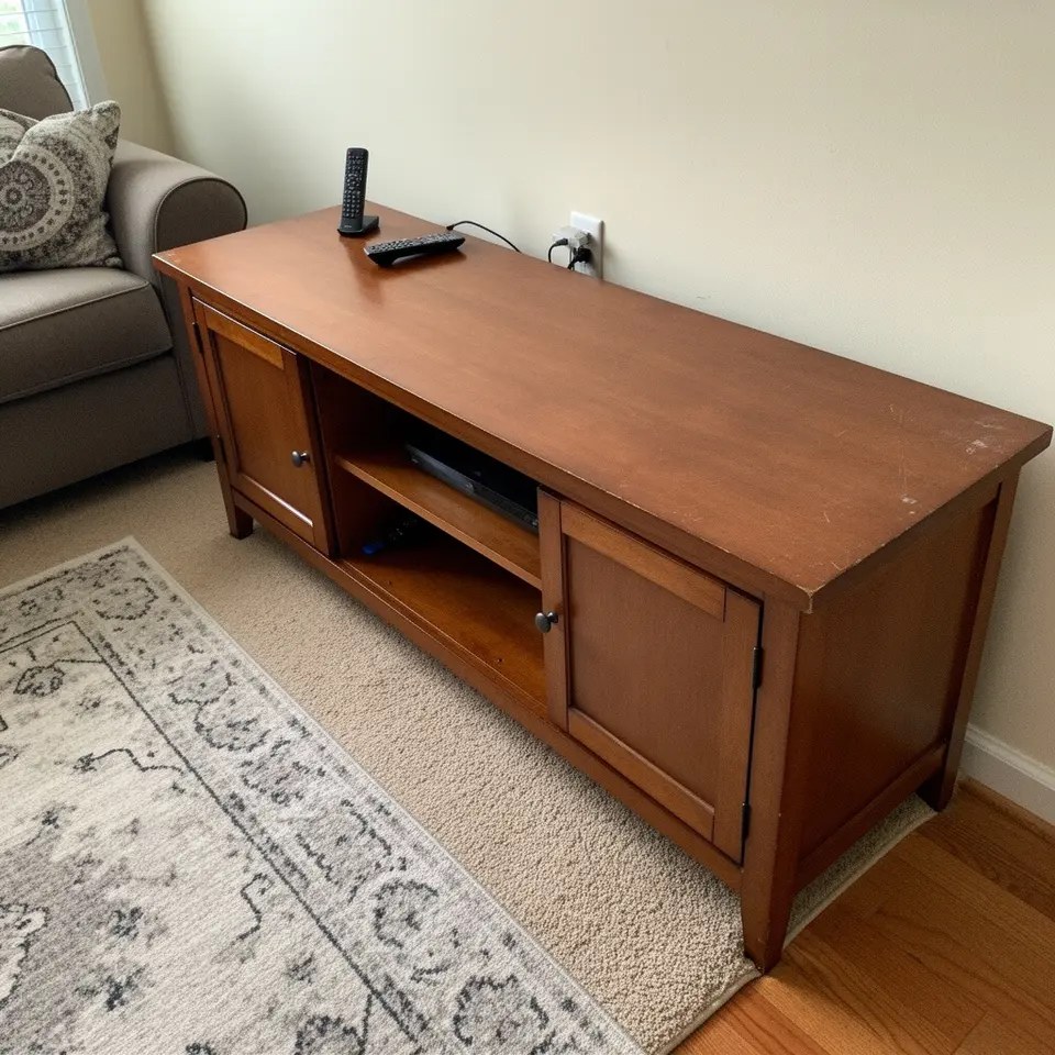 Wood TV Stand, Minor Wear, Clean - фото 1