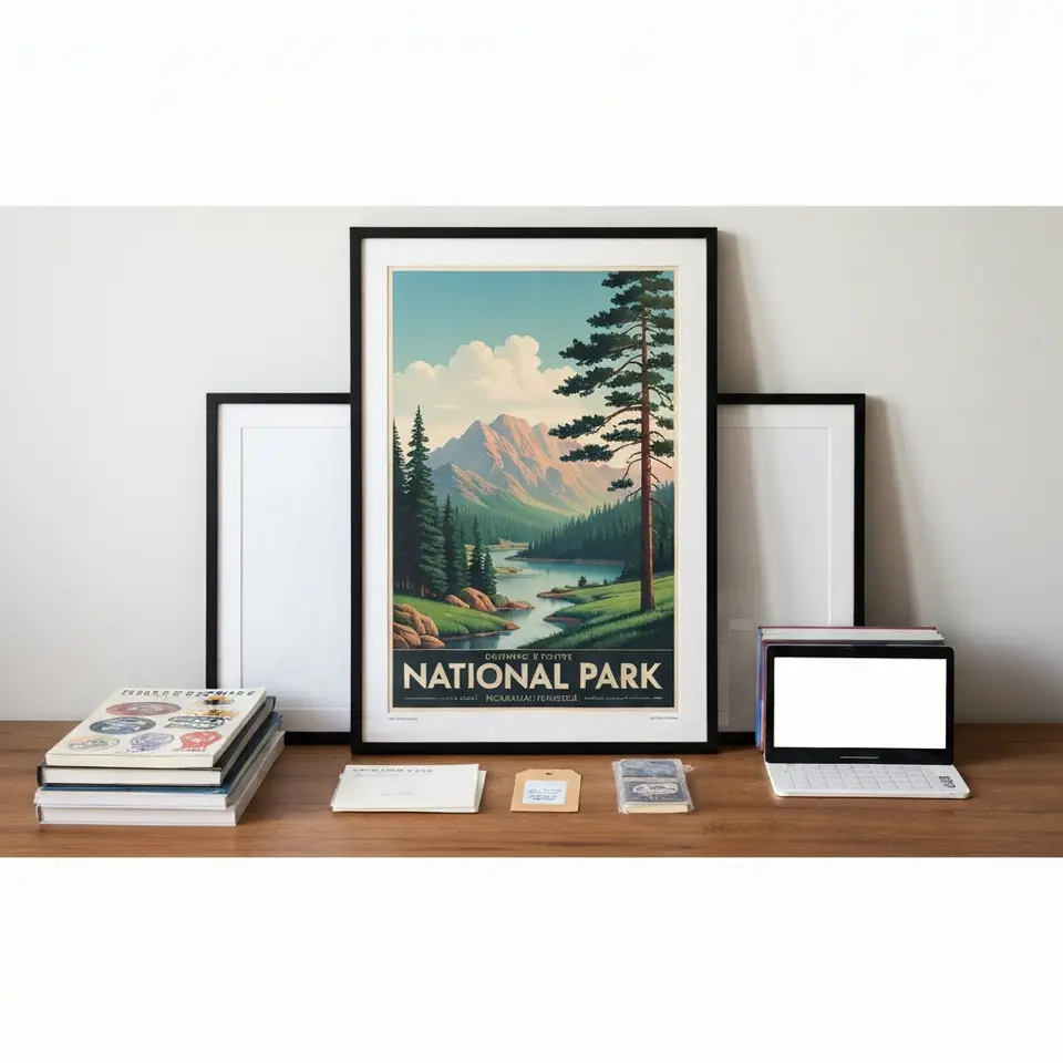 Framed National Park Poster Set of Four - фото 1