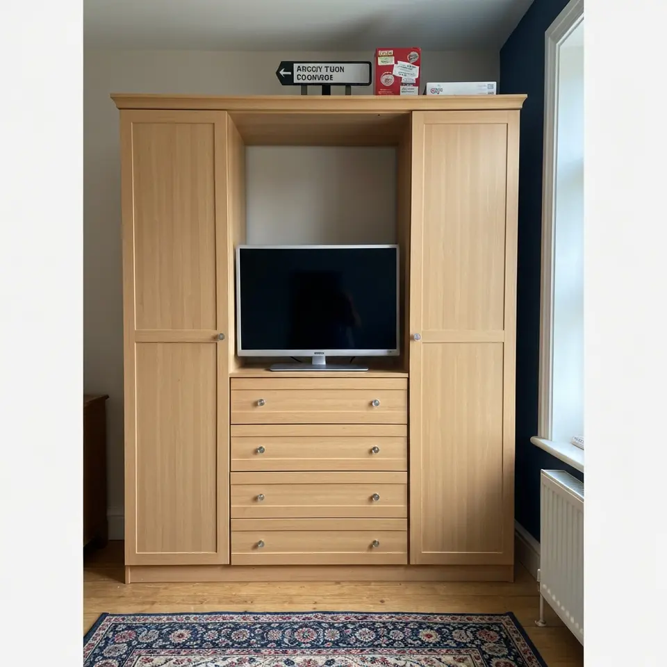 White triple wardrobe, dismantled for collection, tidy and sturdy - фото 1