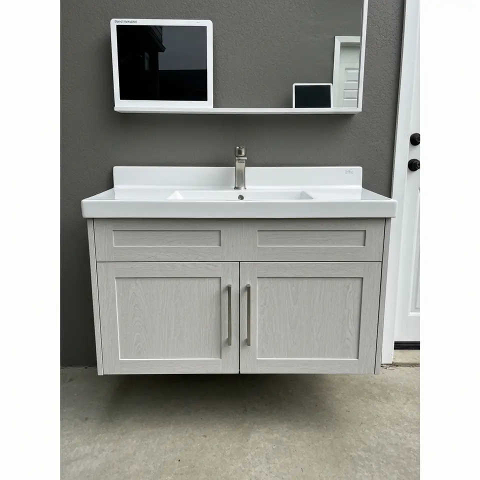 Wall-Mount Floating Vanity 30 Inch with Ceramic Sink - фото 1