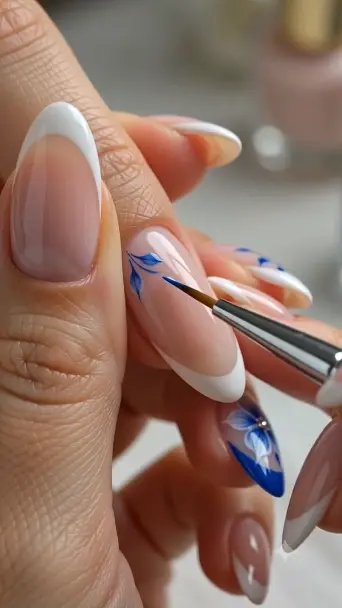 Elegant Blue French Nails |  Manicure Video - фото 1