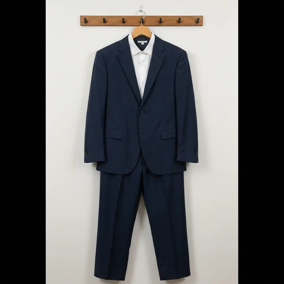 Men's Navy Suit 40R with Matching Pants - фото 1