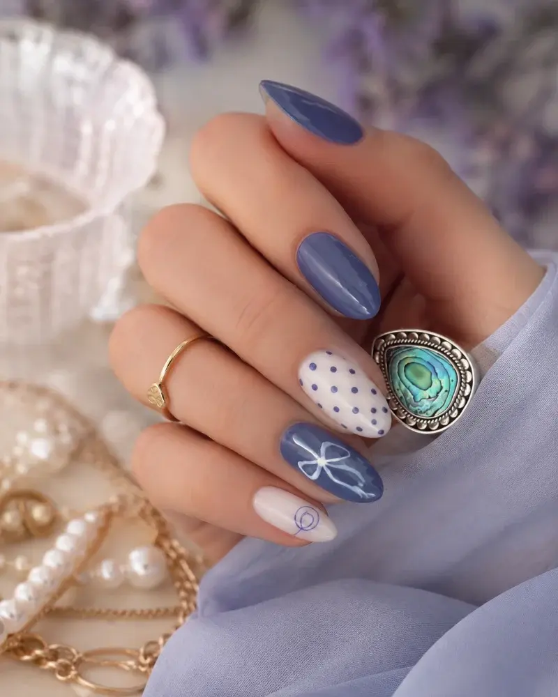 Periwinkle Blue Nail Polish for Bow and Dot Nail Art - фото 4