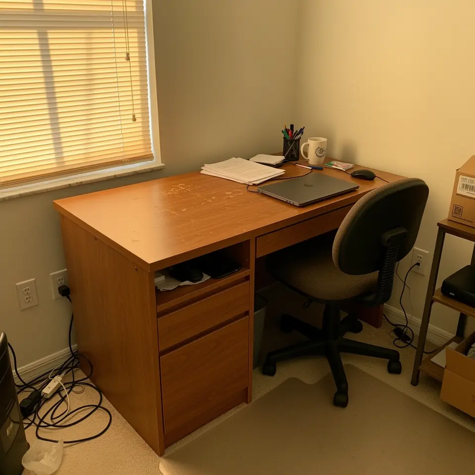 Wood Desk with Storage - фото 1