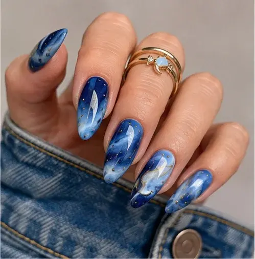 Sapphire Blue Nail Polish for Smoky Marble Nail Art - фото 1
