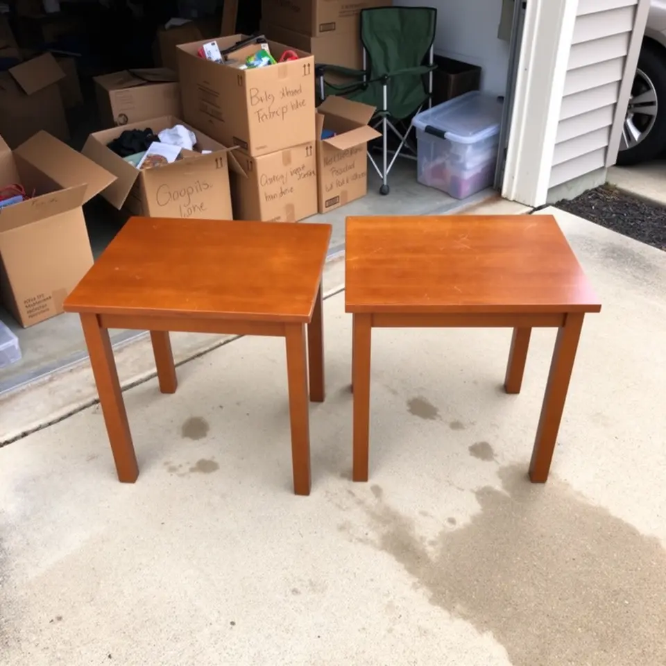 Wood End Table Pair, Used - фото 1